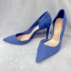 Blue Suede-like D’Orsay Heels
